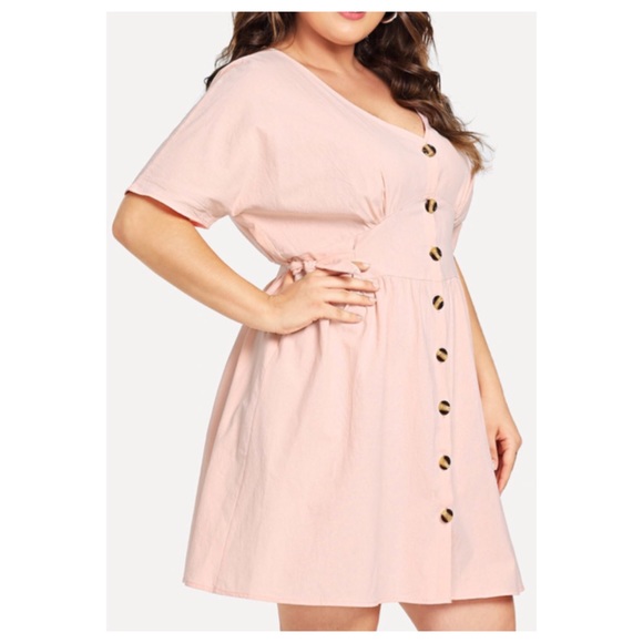 ➕ Pink Button Detail Dress - Picture 3 of 5